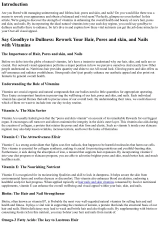 Say Goodbye to Dullness: Rework Your Hair, Skin, and Nails with Natural vitamins