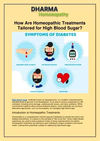 How Are Homeopathic Treatments Tailored for High Blood Sugar
