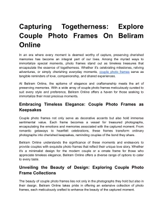 Capturing Togetherness: Explore Couple Photo Frames On Beliram Online