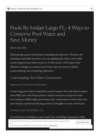 Pools By Jordan Largo FL: 4 Ways to Conserve Pool Water and Save Money