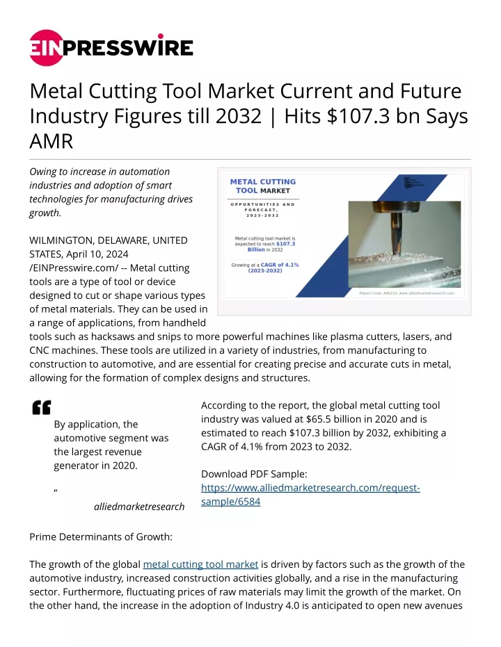 metal cutting tool market current and future