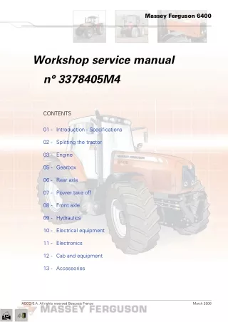 Massey Ferguson MF 6445 Tractor Service Repair Manual
