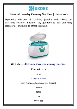 Ultrasonic Jewelry Cleaning Machine   Ukoke.com