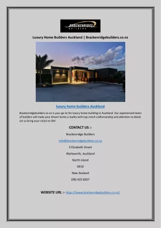 Luxury Home Builders Auckland | Brackenridgebuilders.co.nz