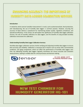 The Importance of Humidity Data Logger Calibration Services