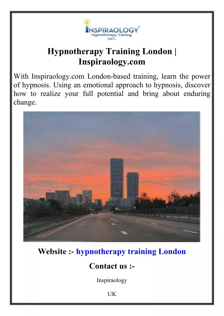 hypnotherapy training london inspiraology com