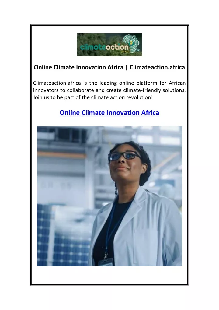 online climate innovation africa climateaction