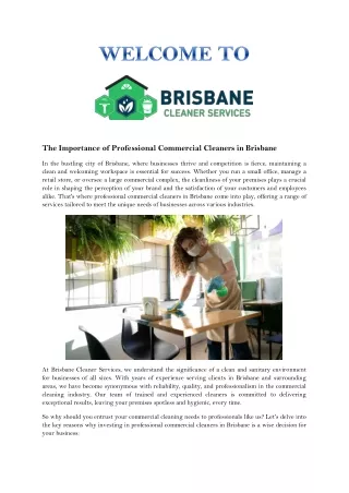 Commercial Cleaning Excellence in Brisbane