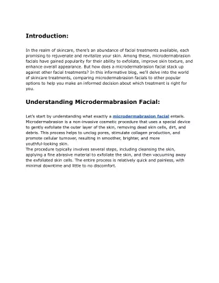 How Does a Microdermabrasion Facial Compare to Other Facial Treatments_