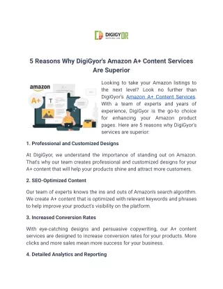 _5 Reasons Why DigiGyor's Amazon A  Content Services Are Superior