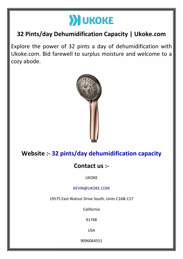 32 pints day dehumidification capacity ukoke com