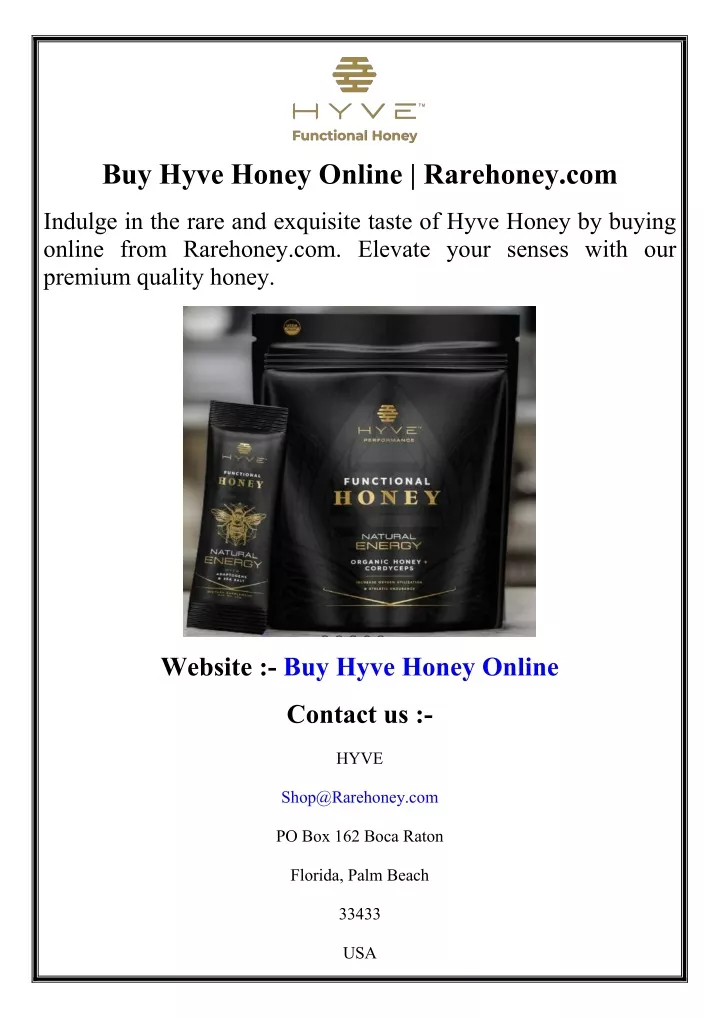 buy hyve honey online rarehoney com