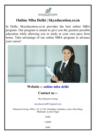 Online Mba Delhi  Skyeducation.co.in