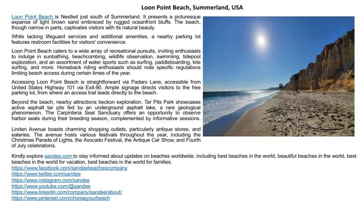 loon point beach summerland usa