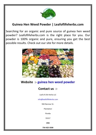 Guinea Hen Weed Powder   Leafoflifeherbs.com