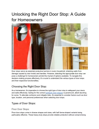 Which Door Stop is Right For My Door - Homeowner Guide