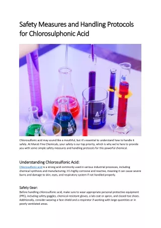 Safety Measures and Handling Protocols for Chlorosulphonic Acid