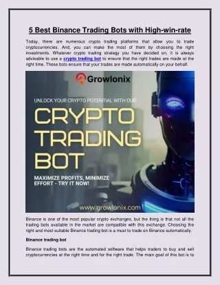 Best Binance Trading Bots with High-win-rate