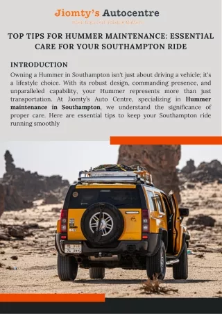 Top Tips for Hummer Maintenance: Essential Care for Your Southampton Ride