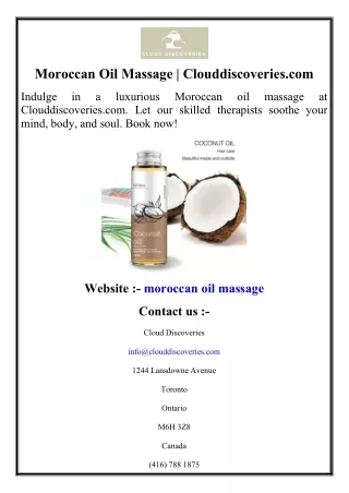 Moroccan Oil Massage  Clouddiscoveries.com