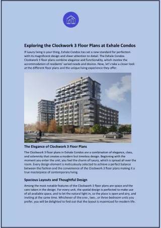 Exploring the Clockwork 3 Floor Plans at Exhale Condos