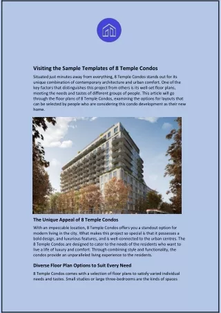 Visiting the Sample Templates of 8 Temple Condos