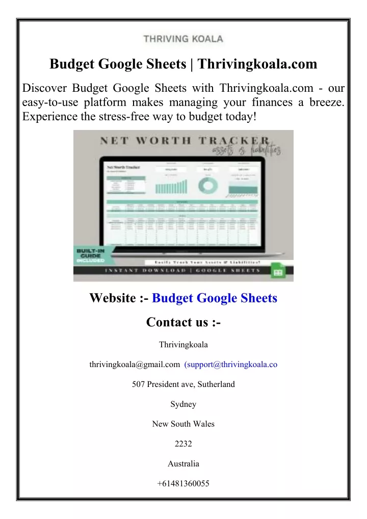 budget google sheets thrivingkoala com