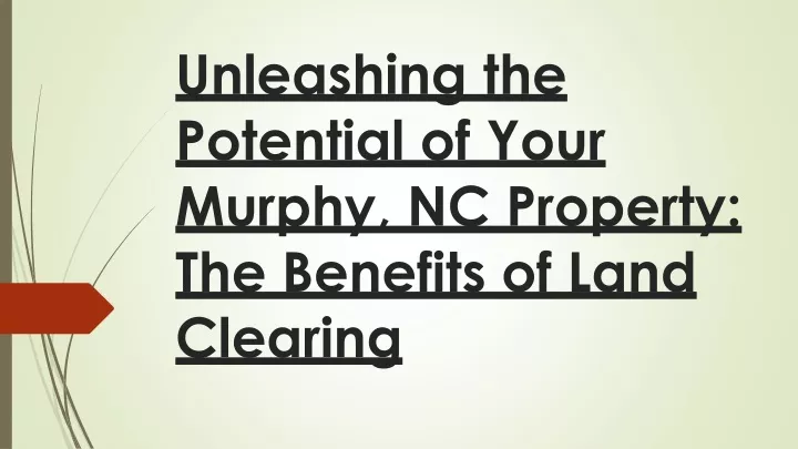 unleashing the potential of your murphy nc property the benefits of land clearing