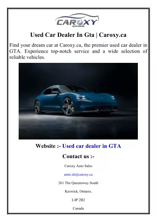 Used Car Dealer In Gta  Caroxy.ca