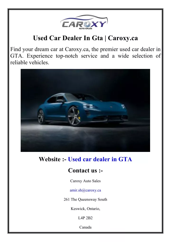 used car dealer in gta caroxy ca