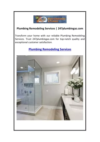 Plumbing Remodeling Services  247plumbingaz.com