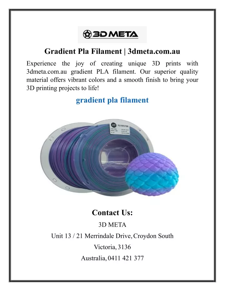 gradient pla filament 3dmeta com au