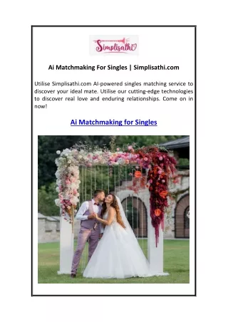 Ai Matchmaking For Singles  Simplisathi.com