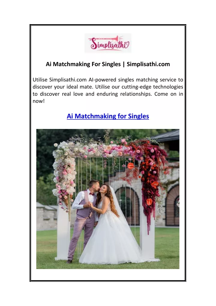 ai matchmaking for singles simplisathi com