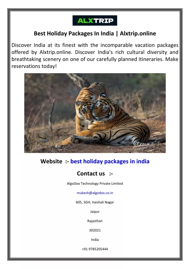 best holiday packages in india alxtrip online