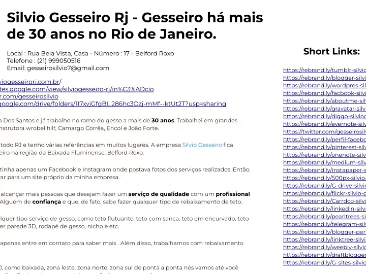 silvio gesseiro rj gesseiro h mais de 30 anos