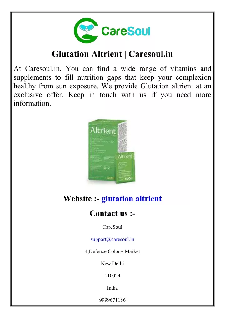 glutation altrient caresoul in