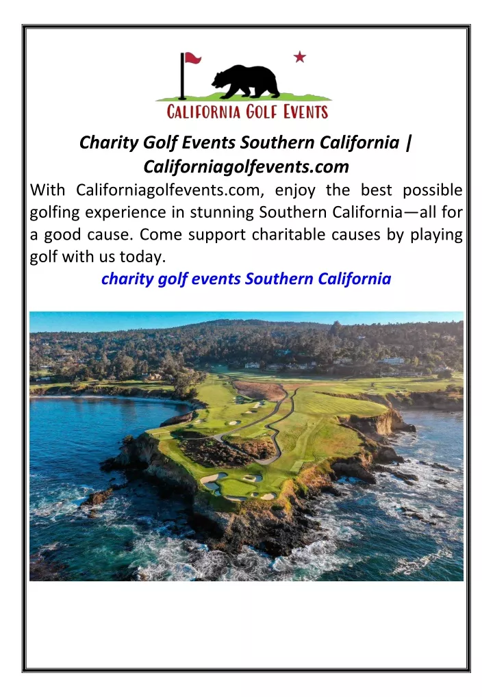 charity golf events southern california