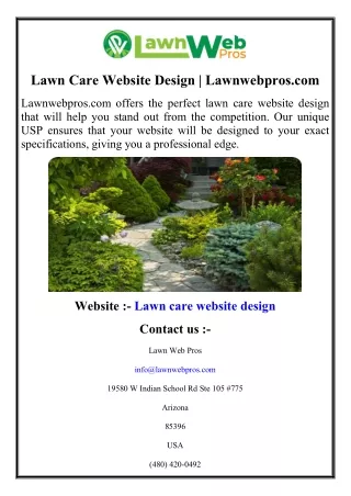 Lawn Care Website Design Lawnwebpros.com