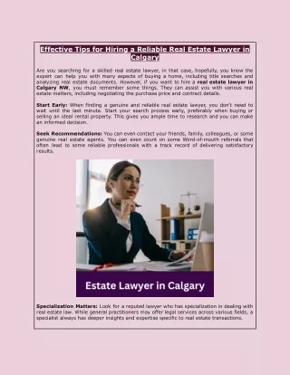Effective Tips for Hiring a Reliable Real Estate Lawyer in Calgary