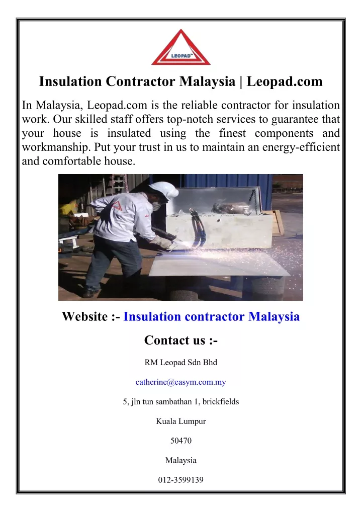 insulation contractor malaysia leopad com