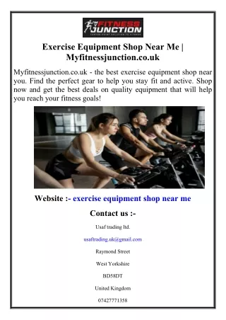 Exercise Equipment Shop Near Me  Myfitnessjunction.co.uk