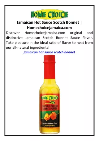 Jamaican Hot Sauce Scotch Bonnet Homechoicejamaica.com
