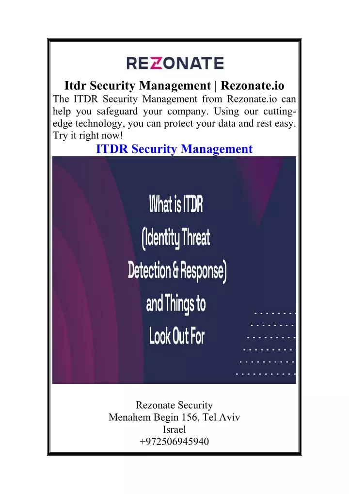 itdr security management rezonate io the itdr