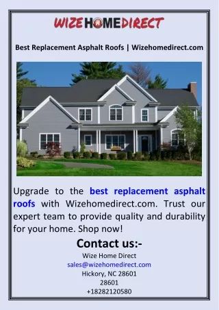 Best Replacement Asphalt Roofs | Wizehomedirect.com