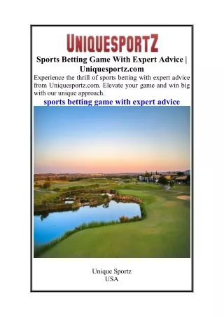 Sports Betting Game With Expert Advice  Uniquesportz.com