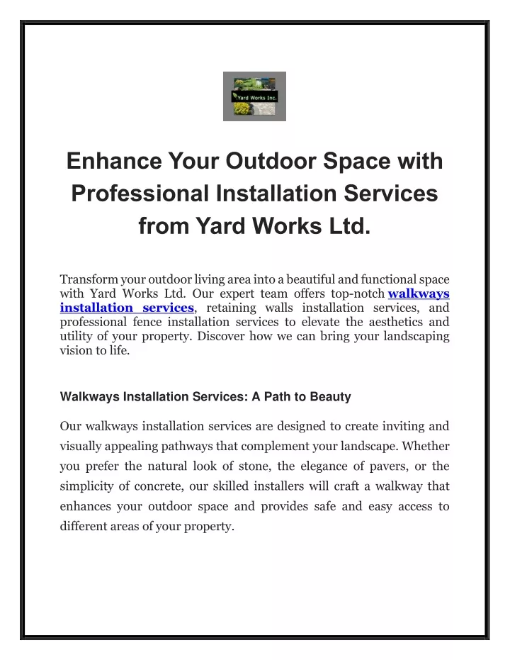 enhance your outdoor space with professional