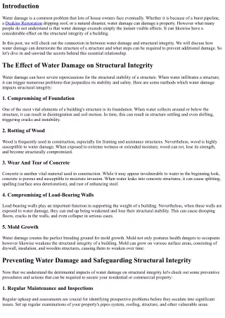 The Connection In Between Water Damage and Structural Integrity