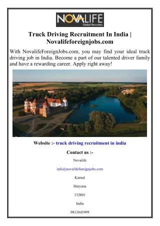 Truck Driving Recruitment In India  Novalifeforeignjobs.com