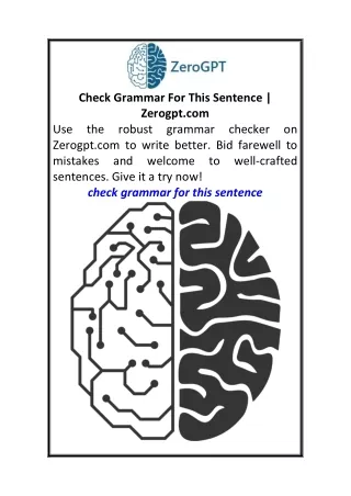 Check Grammar For This Sentence Zerogpt.com